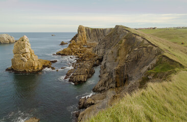 Wall Mural - Coastal part of Cantabria in the north of Spain, eroded Costa Quebrada, ie the Broken Coast
