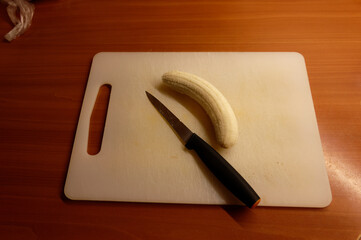 fresh organic banana in a plate on the table