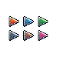 Leinwandbilder - pixel art sets icon of play button in variation color.play button icon on pixelated style. 8bits per