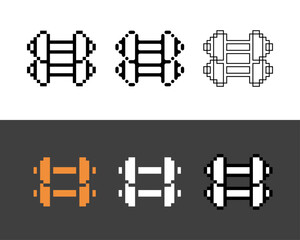 Poster - Pixel art outline sets icon of two barbell in variation color Two barbell con on pixelated style. 8bits perfect for game asset or design asset element for your game design. Simple pixel art icon asset