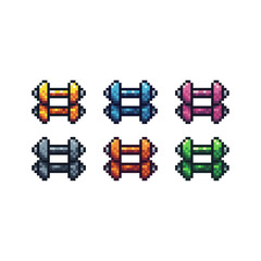 Poster - Pixel art sets icon of two barbell  in variation color. Two barbell  icon on pixelated style. 8bits perfect for game asset or design asset element for your game design. Simple pixel art icon asset.
