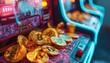 bitcoins on arcade casino game machine jackpot lucky win 
