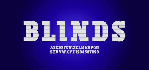 Leinwandbilder - Slab serif font striped alphabet, uppercase letters from A - Z and numbers from 0 - 9, vector illustration 10EPS