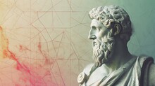 Pythagoras Philosopher Statue With Creative Design Background