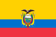 Close-up of yellow, blue and red national flag of country of Ecuador with condor and landscape. Illustration made February 17th, 2024, Zurich, Switzerland.
