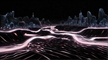 A Highway Road Made Of Zigzag Rays Mesh Of Thick White Glowing Neon Lights On Plain Black Background From Generative AI
