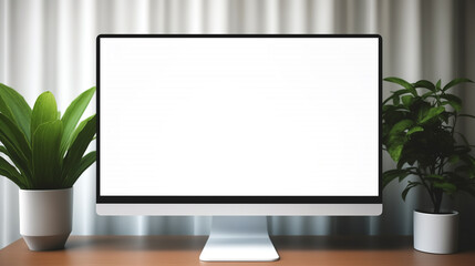 blank white computer screen for web design mockup, screen mockup, presentation mockup
