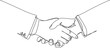 continuous single line drawing of businessmen shaking hands, business handshake line art vector illustration
