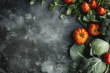 Aufkleber - Fresh tomatoes and broccoli arranged on a table. Great for healthy eating or cooking concepts