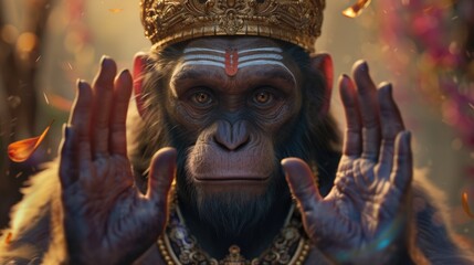 Aufkleber - A picture of a monkey wearing a crown on its head. Perfect for animal lovers or those looking for a fun and quirky image