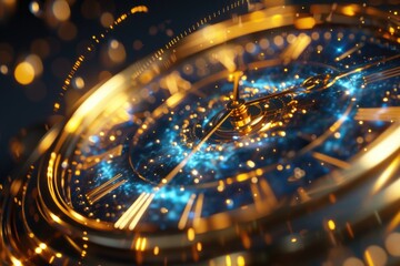 Poster - A detailed close-up shot of a clock on a table. This versatile image can be used to depict time management, punctuality, or as a symbol of a ticking deadline