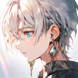 boy wearing earrings, in anime form