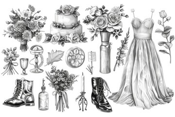 Poster - A drawing featuring a collection of various items. Perfect for adding a touch of creativity to any project