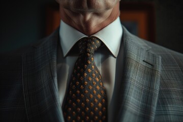 Wall Mural - A close up photo of a man wearing a suit and tie. Suitable for business and professional concepts