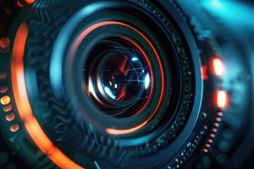 Poster - Close-up view of a camera lens. Perfect for photography enthusiasts and professionals.