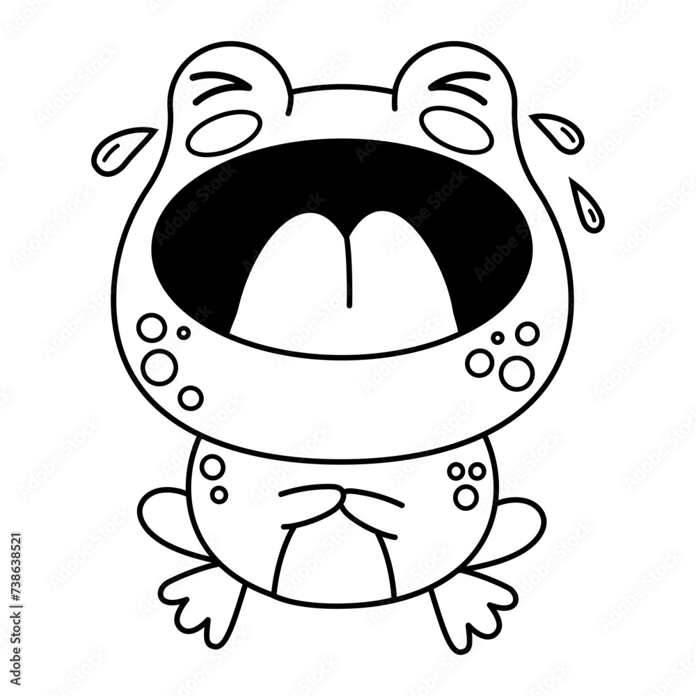 Poor crying frog. Funny outline cartoon animal character. Vector ...