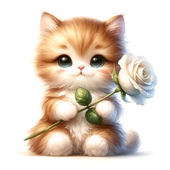 Aufkleber - Whimsical kitten illustration created with Generative AI technology