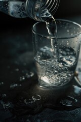 Poster - A glass filled with water sitting on top of a table. Suitable for various uses