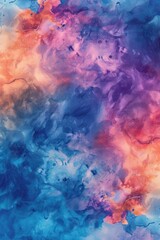 Poster - A vibrant abstract painting featuring a combination of blue, orange, and pink colors. This versatile artwork can be used to add a pop of color and modern touch to any space