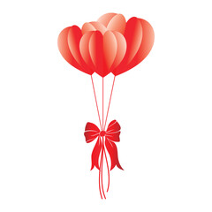 Sticker - heart balloons and ribbons