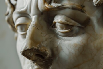 Aufkleber - A detailed close-up of a statue depicting the face of a man. This image can be used for various purposes