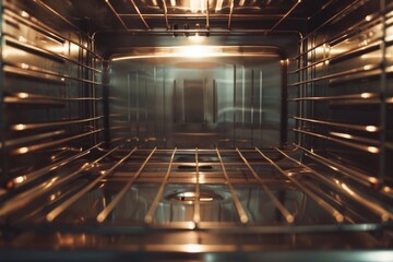 Poster - The inside of an oven with the door open. Perfect for showcasing kitchen appliances and cooking equipment