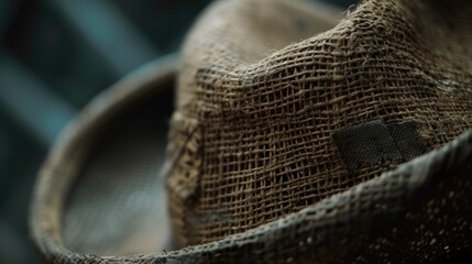 Aufkleber - A detailed close-up of a hat placed on a table. Suitable for fashion, accessories, or vintage-themed projects