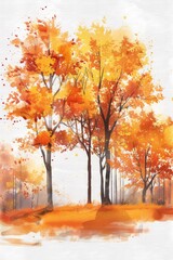 Wall Mural - A painting depicting a group of trees in a park. Suitable for nature-themed designs and artwork