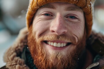 Aufkleber - A man with a beard wearing a hat. Versatile image suitable for various uses
