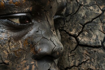 Poster - A close up view of a statue's face. Can be used for art projects or educational materials