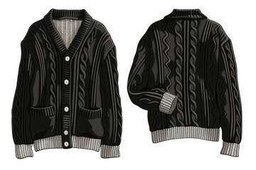 Poster - Two black and white sweaters displayed on a clean white background. Perfect for showcasing fashion trends or creating a cozy winter atmosphere