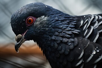 Poster - A detailed close-up image of a bird with a striking red eye. Perfect for nature enthusiasts and birdwatchers.