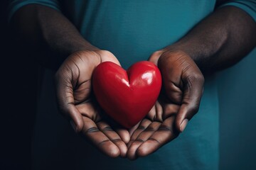 Poster - A person holding a red heart in their hands. Can be used to express love, care, or support