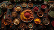 A table full of colorful spices
