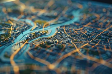 Aufkleber - A detailed close-up of a city map, perfect for navigation and travel purposes