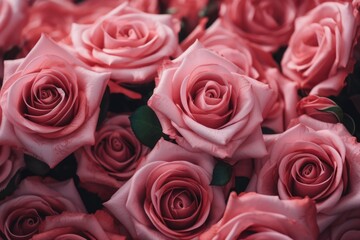 Poster - A close-up view of a bunch of pink roses. Perfect for adding a touch of elegance and beauty to any project