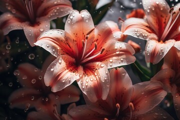 Poster - A beautiful bouquet of flowers with glistening water droplets. Perfect for adding a touch of freshness and vibrancy to any project