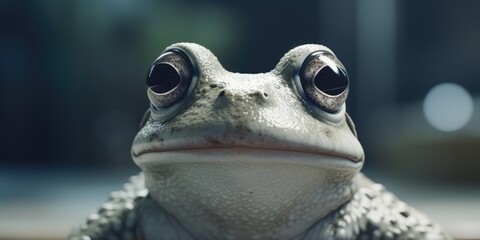 Poster - A detailed close-up view of a frog with large eyes. Suitable for various purposes