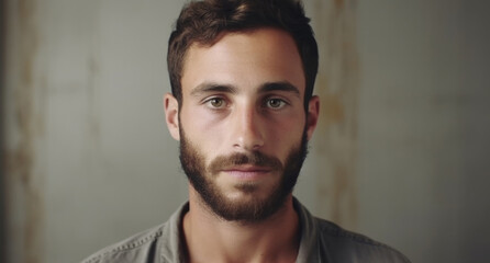 Aufkleber - A close up shot of a man with a beard. This image can be used for various purposes