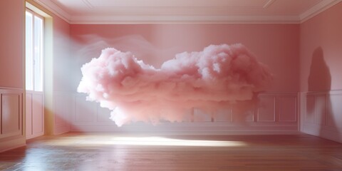 Poster - A room with a unique pink cloud, suitable for dreamy concepts
