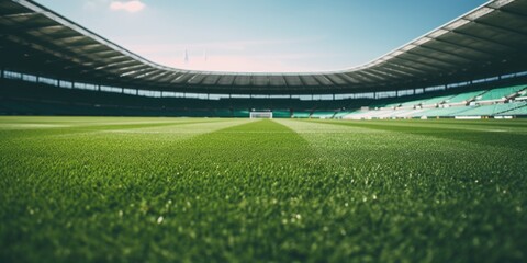 Canvas Print - A soccer field with a goal in the middle. Suitable for sports and recreation concepts