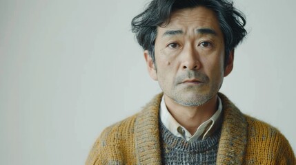 Aufkleber - A man wearing a sweater and sweater jacket looking directly at the camera. Suitable for various uses