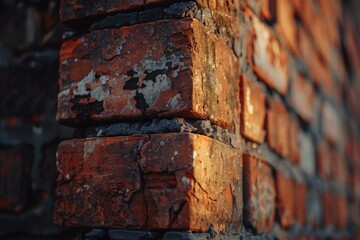 Poster - Detailed view of a red brick wall. Perfect for architectural backgrounds