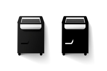 Poster - Two black and white air conditioners side by side. Ideal for illustrating HVAC systems