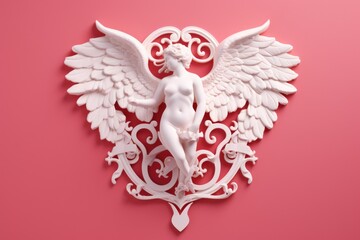 Poster - A beautiful angel statue on a vibrant pink background, perfect for various design projects