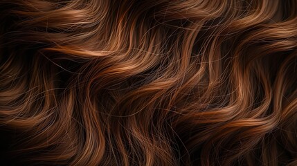View from above of an in-depth look of brown hair strips coupled with waves and space, Generative AI.