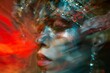 © cff999 - demon covered face bejeweled avant garde model, chromatic aberration, motion, blurred