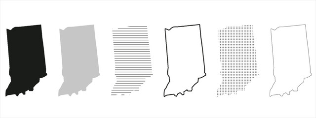 Wall Mural - indiana state map black. indiana map silhouette isolated on transparent background. vector illustrat