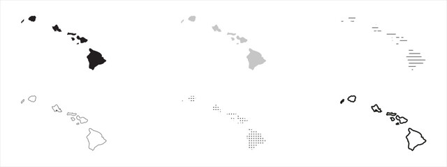 Wall Mural - hawaii state map black. hawaii map silhouette isolated on transparent background. vector illustratio
