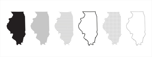 Wall Mural - illinois state map black. illinois map silhouette isolated on transparent background. vector illustr
